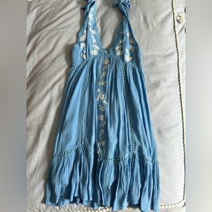 Blue with white flowers dress